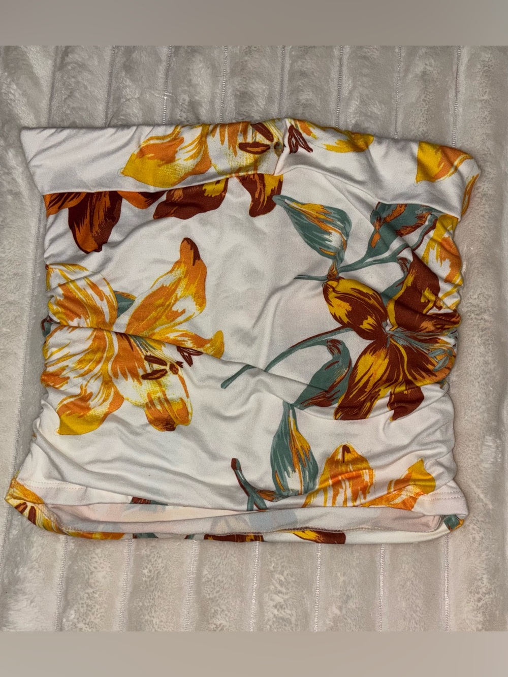 White Floral Sheet Set with Yellow & Rust Bloom Accent